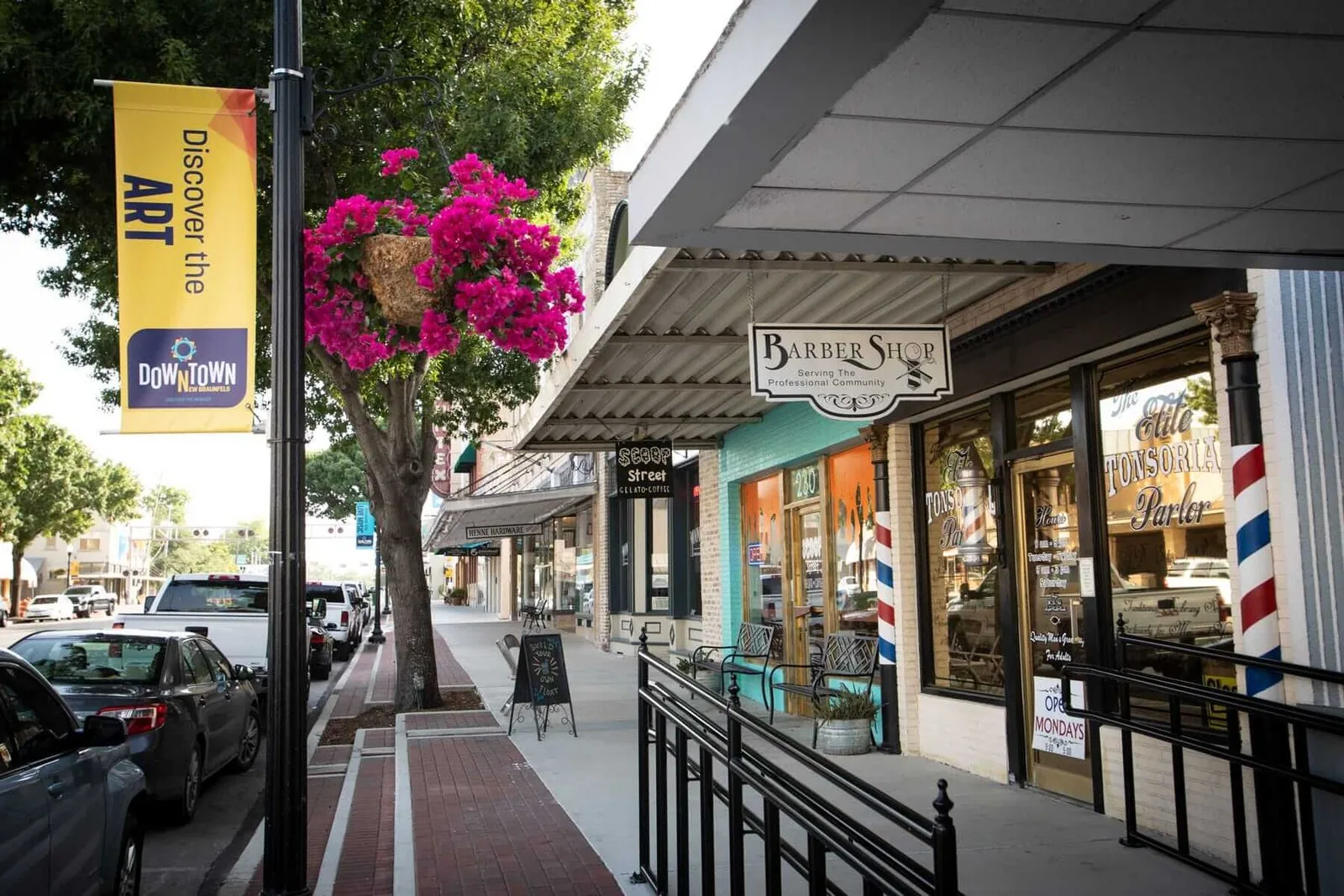 Shops along a downtown New Braunfels street Shops along a downtown New Braunfels street